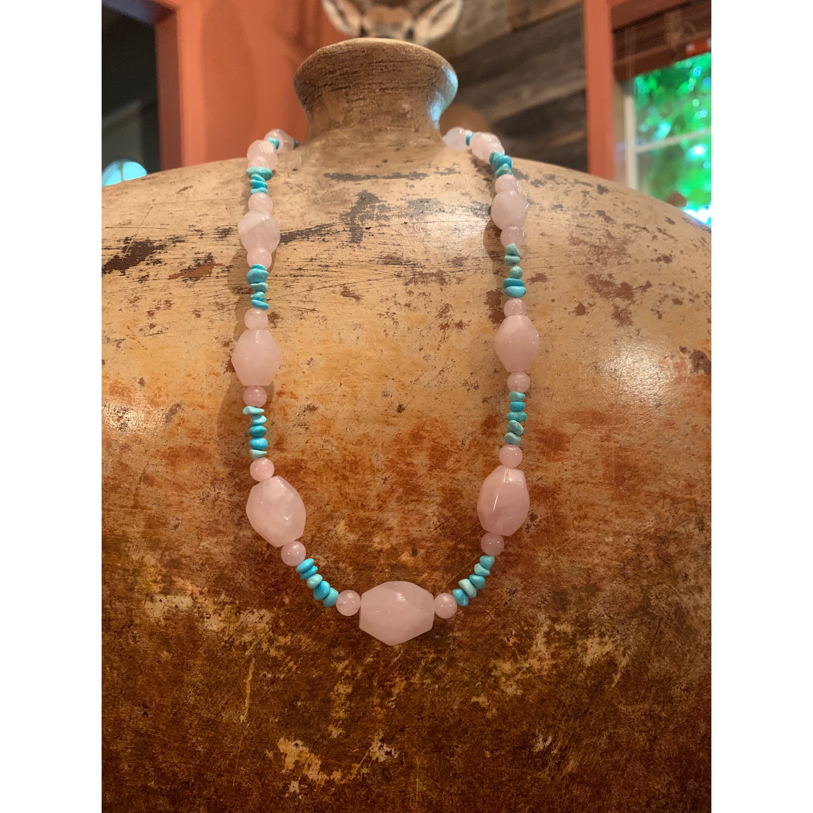 Jay King Turquoise And Rose Quartz Necklace 52$